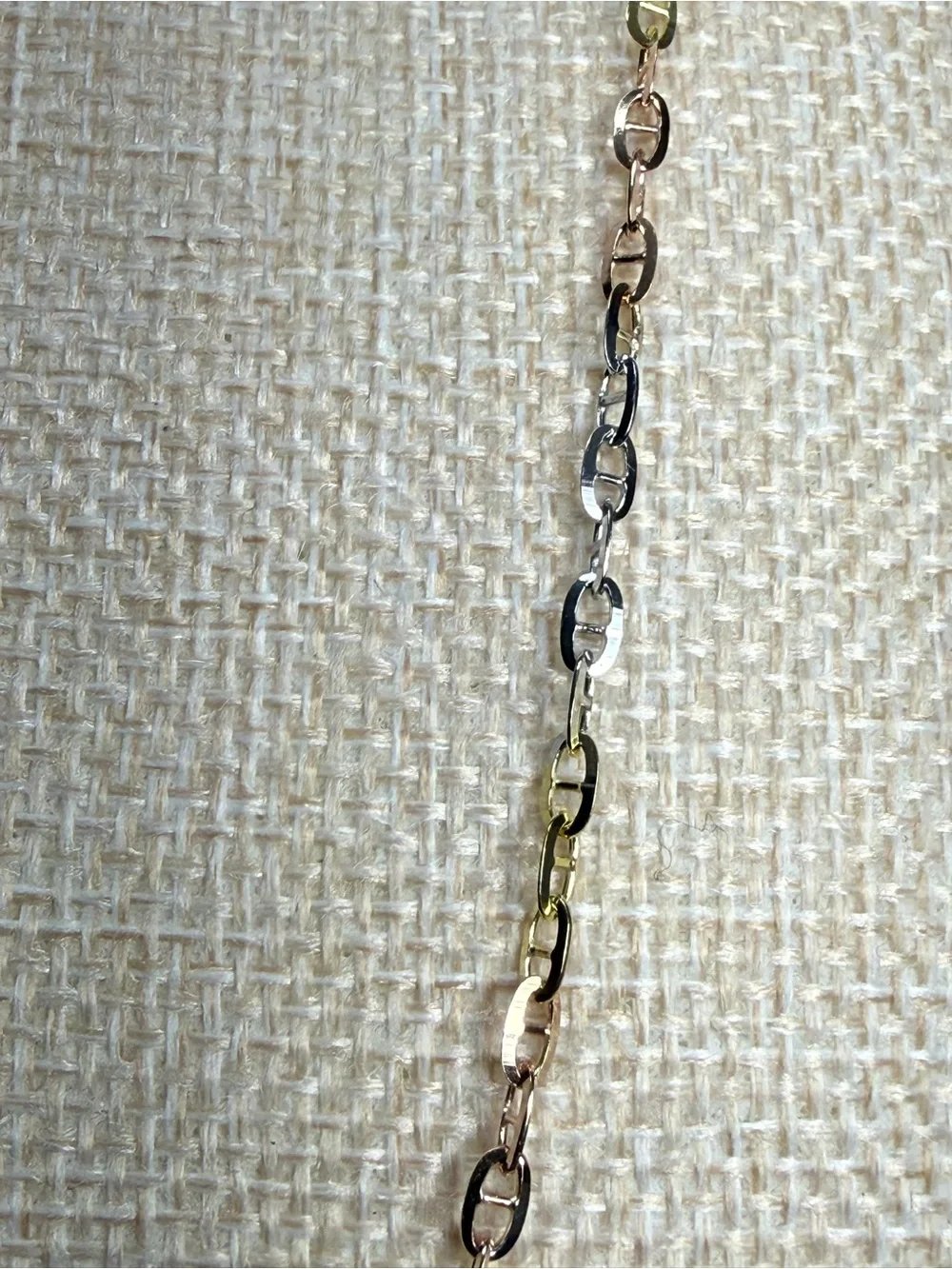 TriColor Gold Plated Sterling Silver Chain Necklace-New